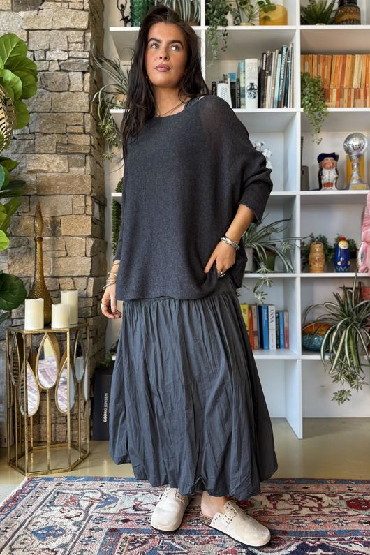 Conrad Slouch Cotton Knit Charcoal - 